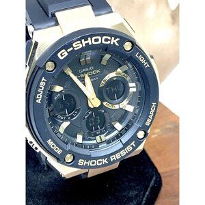 Casio Mens Watch G-Shock GSTS100G-1AW Black Gold Analog Digital Tough Solar 5445